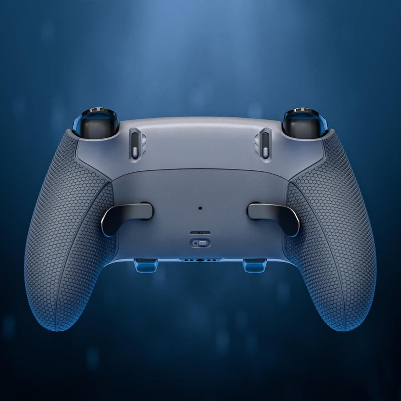 eXtremeRate مجموعة الغلاف السفلي Beyond-ARC متوافقة مع وحدة تحكم PS5 Edge مع قبضة مطاطية، ألواح غطاء زخرفي أمامي وخلفي قابلة للاستبدال لوحدة تحكم PS5 Edge - رمادي داكن ونيو هوب - Image 5