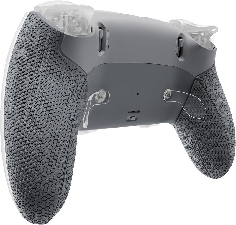 eXtremeRate مجموعة الغلاف السفلي Beyond-ARC متوافقة مع وحدة تحكم PS5 Edge مع قبضة مطاطية، ألواح غطاء زخرفي أمامي وخلفي قابلة للاستبدال لوحدة تحكم PS5 Edge - رمادي داكن ونيو هوب - Image 1