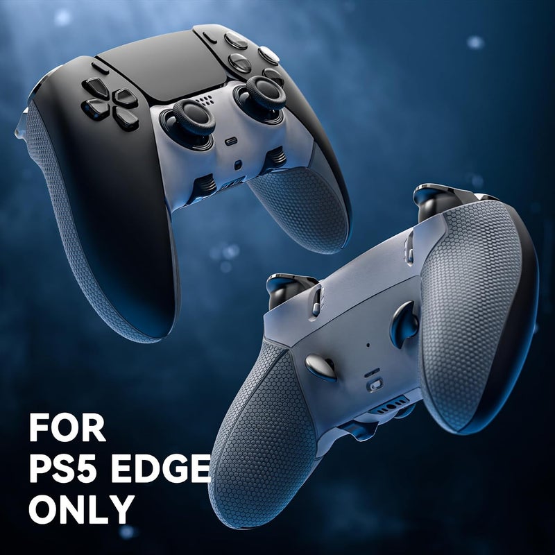 eXtremeRate مجموعة الغلاف السفلي Beyond-ARC متوافقة مع وحدة تحكم PS5 Edge مع قبضة مطاطية، ألواح غطاء زخرفي أمامي وخلفي قابلة للاستبدال لوحدة تحكم PS5 Edge - رمادي داكن ونيو هوب - Image 4