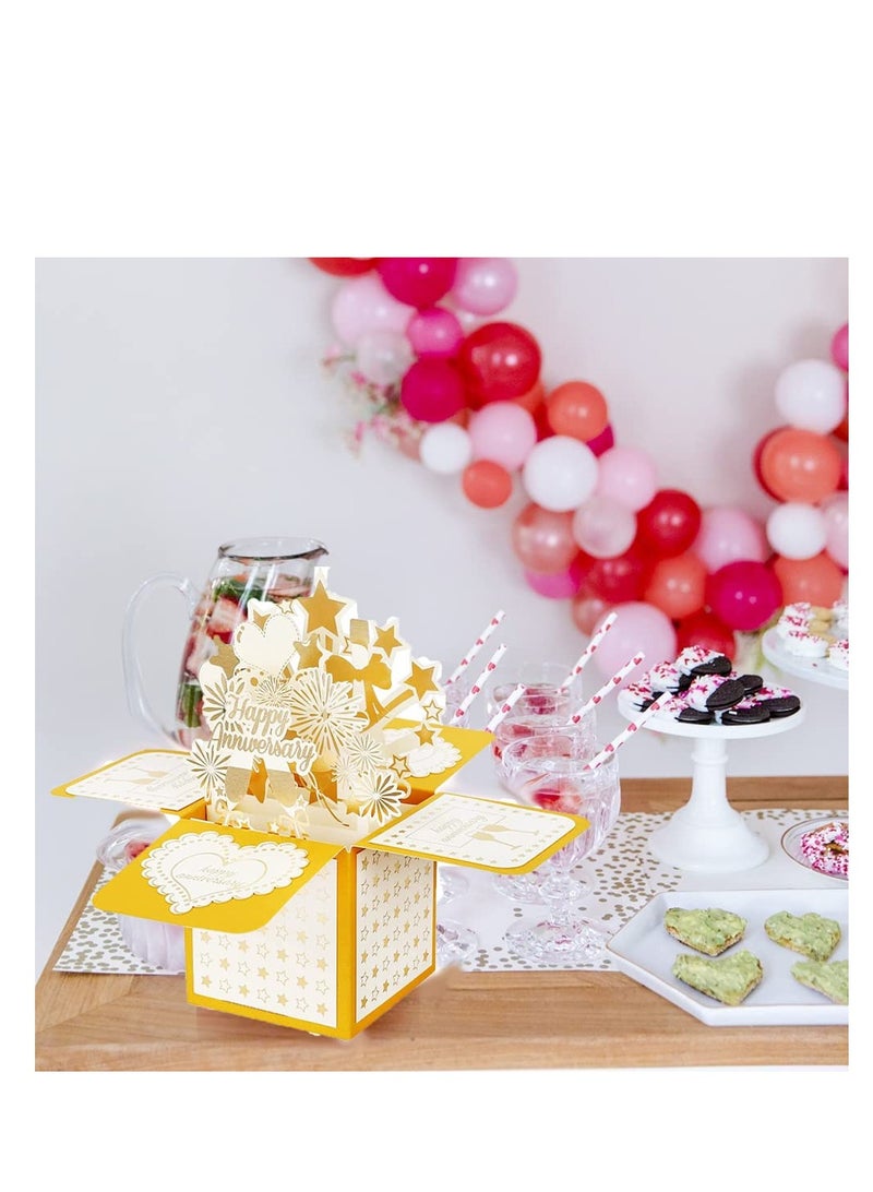 Zikra Anniversary Card, 3D Pop Up Greeting Cards, Valentines Day Card, Handmade Love Romantic Commemorative Card with Envelopes and Blank Labels, Anniversary Cards for Her, Couple, Him, Handmade Design - Image 4