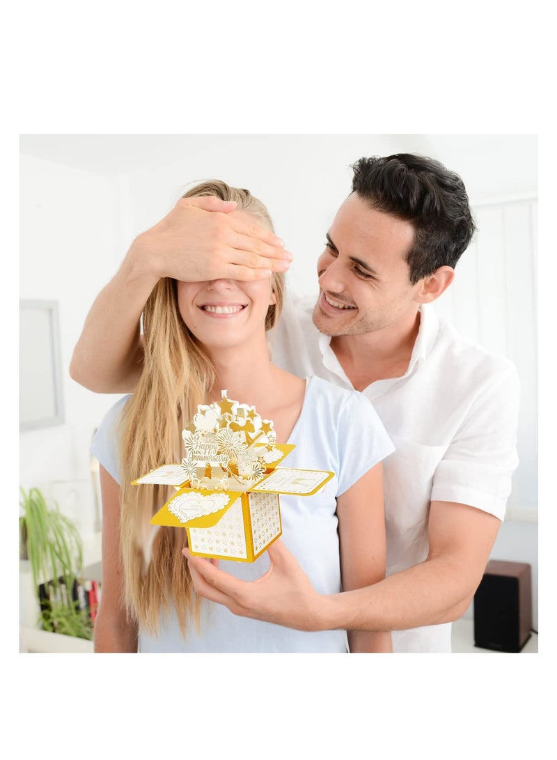 Zikra Anniversary Card, 3D Pop Up Greeting Cards, Valentines Day Card, Handmade Love Romantic Commemorative Card with Envelopes and Blank Labels, Anniversary Cards for Her, Couple, Him, Handmade Design - Image 5