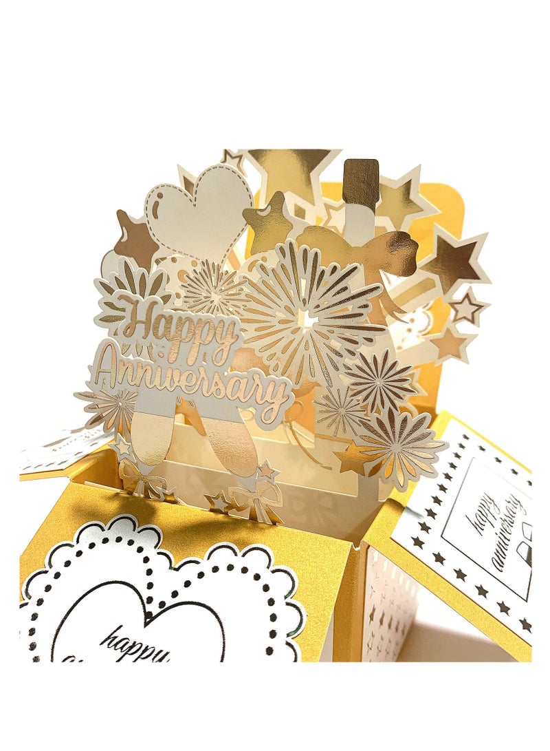 Zikra Anniversary Card, 3D Pop Up Greeting Cards, Valentines Day Card, Handmade Love Romantic Commemorative Card with Envelopes and Blank Labels, Anniversary Cards for Her, Couple, Him, Handmade Design - Image 3