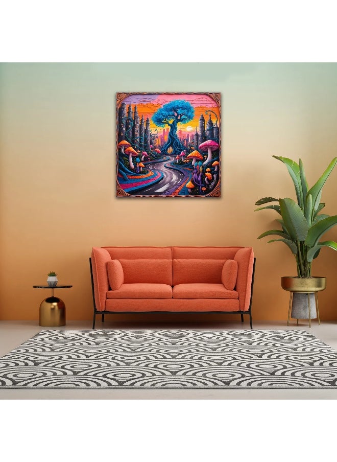 Walliv Whimsical Dreamweaver Wall Art Canvas Painting 100x100 cm.  - Image 1