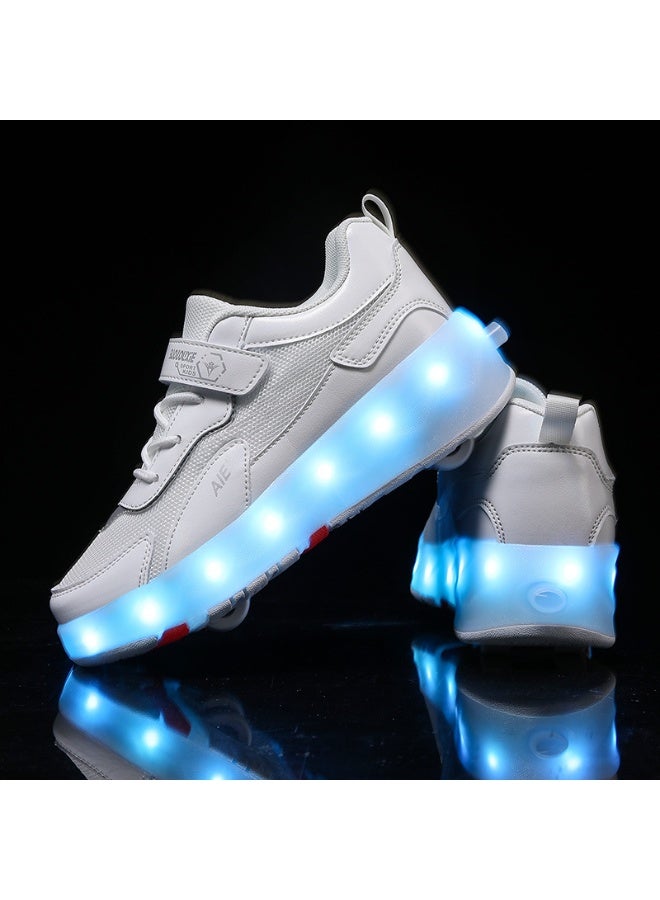 إسكدنيا Kids Roller Skates Shoes 4 Wheels Roller Shoes Boys Girls Wheel Shoes Roller Sneakers Shoes for Beginner More Balanced - Image 3