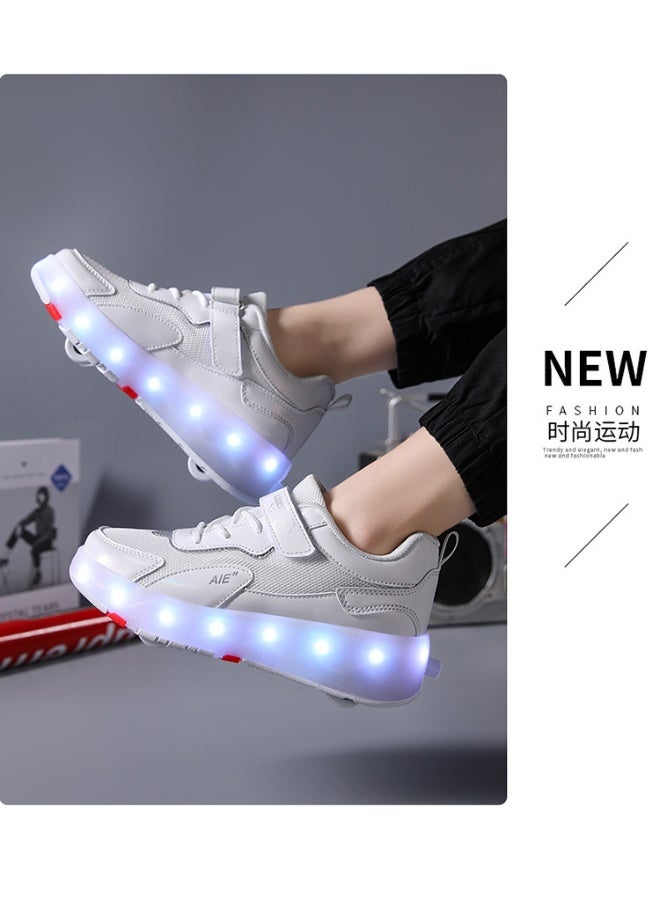 إسكدنيا Kids Roller Skates Shoes 4 Wheels Roller Shoes Boys Girls Wheel Shoes Roller Sneakers Shoes for Beginner More Balanced - Image 5