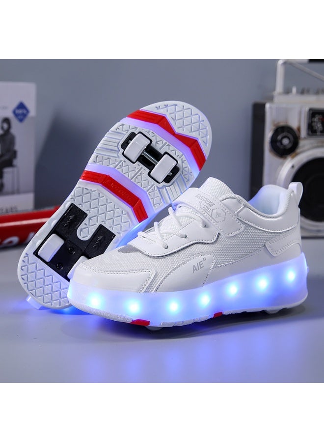إسكدنيا Kids Roller Skates Shoes 4 Wheels Roller Shoes Boys Girls Wheel Shoes Roller Sneakers Shoes for Beginner More Balanced - Image 1