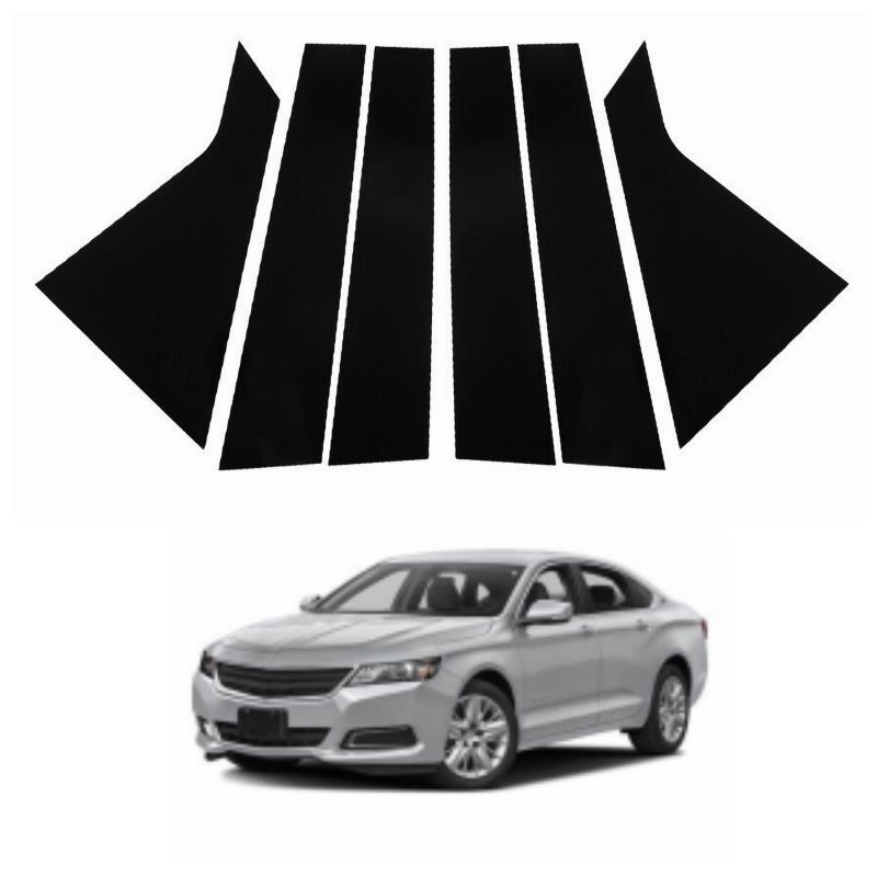 RONTCOS 6Pc Pillar Posts Window Door Trim Glossy Black for Chevrolet Chevy Impala 2014 2015 2016 2017 2018 2019 2020