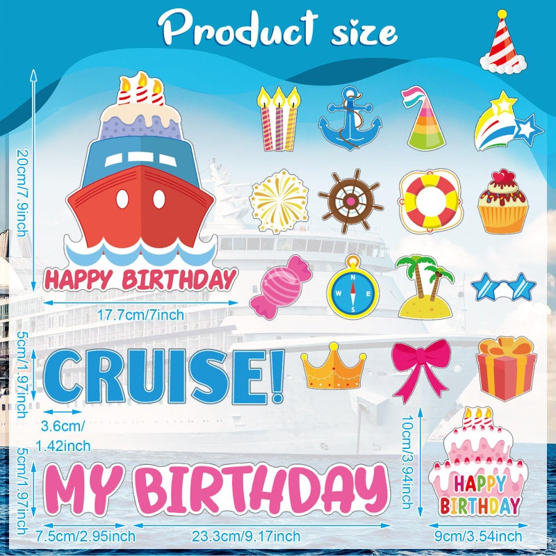 Leumoi 27 Pcs Birthday Cruise Door Magnets Decorations Funny Stateroom Pink Cruise Ship Door Magnets Decorations Magnetic Reusable for Happy Birthday Cabin Ship Carnival Fridge Car Accessories(Cake) - Image 3