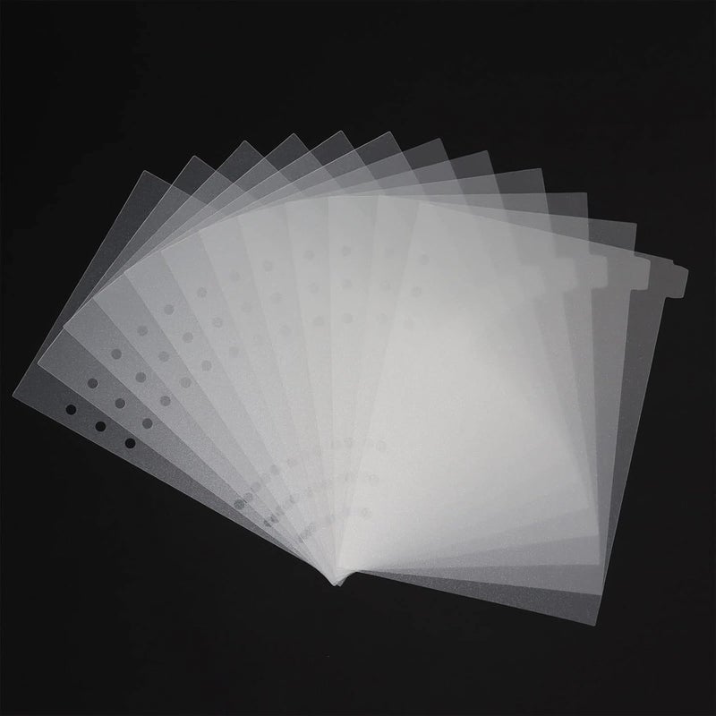 etspolt A5 Binder Dividers,12 Tab Transparent Binder Index Dividers, 6 Holes Plastic Clear Binder Dividers with Tabs Loose Leaf Page Tab Dividers (12) - Image 2