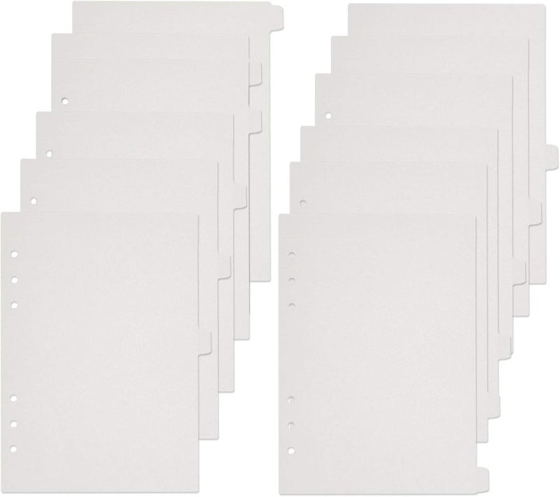 etspolt A5 Binder Dividers,12 Tab Transparent Binder Index Dividers, 6 Holes Plastic Clear Binder Dividers with Tabs Loose Leaf Page Tab Dividers (12) - Image 1