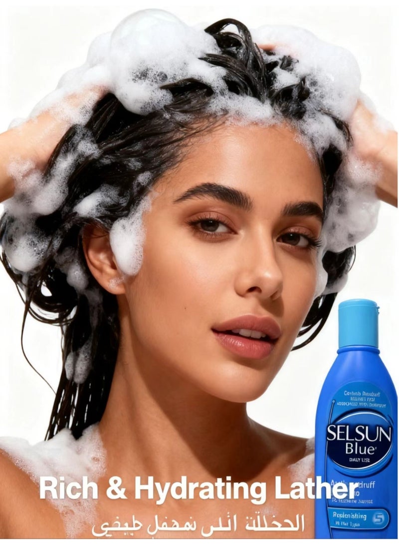 Selsun blue Anti-dandruff Shampoo 1% SELENIUM SULFIDE Replenishing All Hair Types Fights recurrence of faking and itching when used regularly 200mL - Image 3