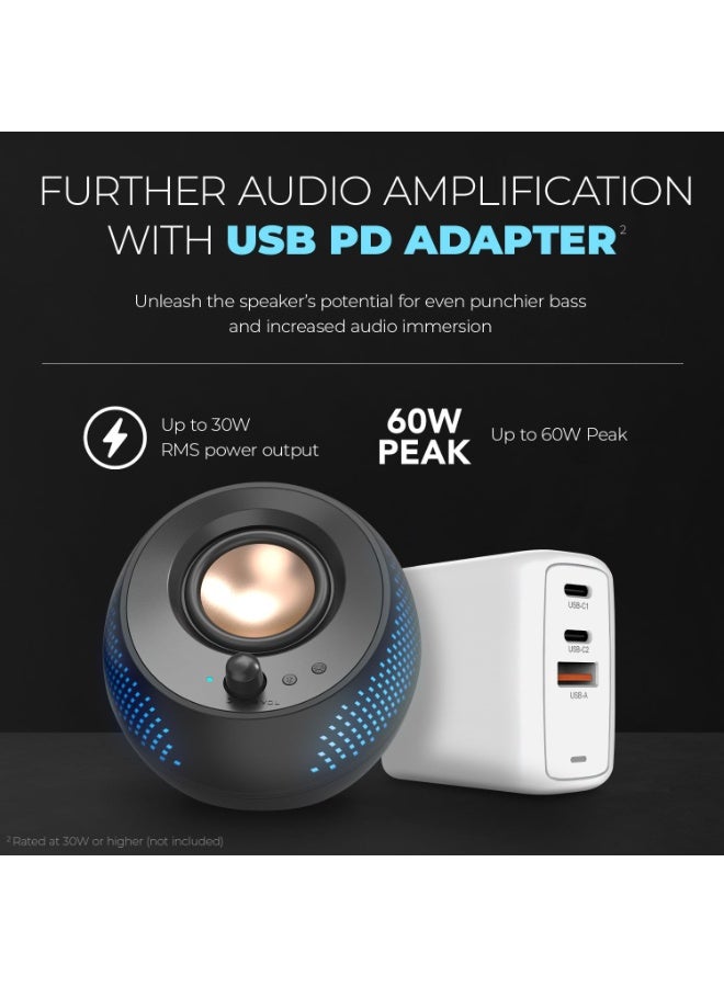 Creative Pebble X Premium 2.0 USB-C Desktop Speakers with Bluetooth Audio and Customizable RGB Lighting - Image 2