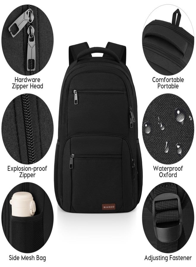 BIKROD Backpack for Men and Women, School Backpacks for Teen Boys Water Resistant TSA Travel Backpack with USB Charging Port, Business Anti Theft Sturdy Computer Bag Gifts Fits 15.6 Inch Laptop,Black - Image 4