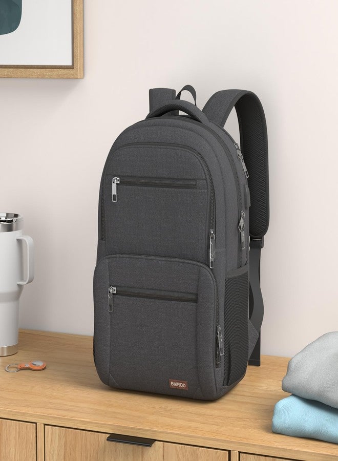 BIKROD Backpack for Men and Women, School Backpacks for Teen Boys Water Resistant TSA Travel Backpack with USB Charging Port, Business Anti Theft Sturdy Computer Bag Gifts Fits 15.6 Inch Laptop,Black - Image 2