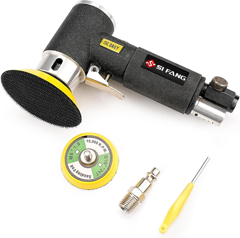 SI FANG 2'' 3'' Mini Orbital Air Sander High Speed Random Orbital Sander Detail Sanders for Auto Body Work, Latest Stable Version - Image 1