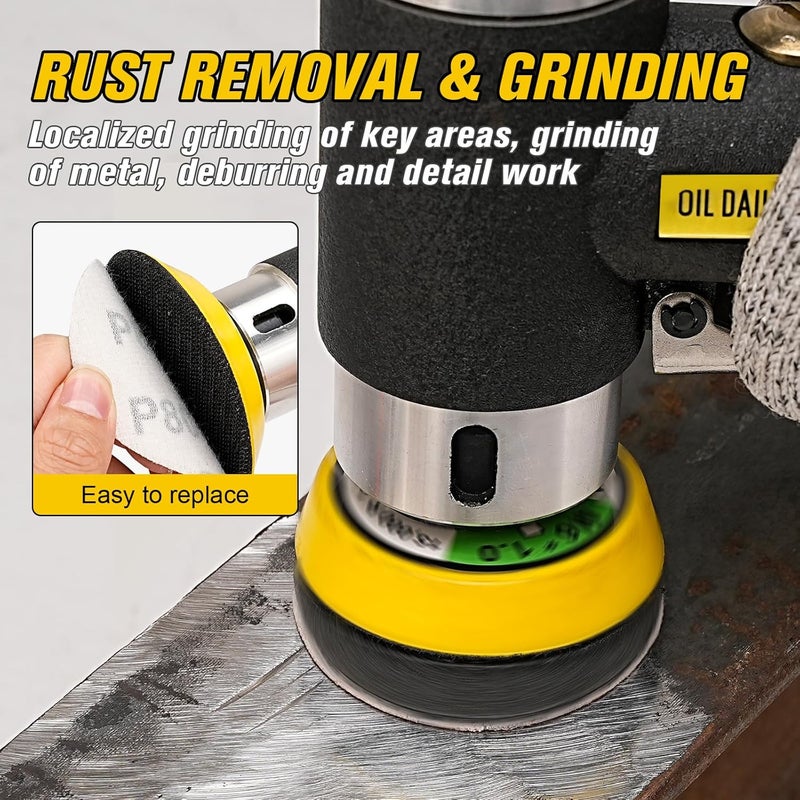 SI FANG 2'' 3'' Mini Orbital Air Sander High Speed Random Orbital Sander Detail Sanders for Auto Body Work, Latest Stable Version - Image 4