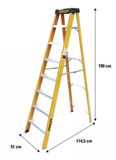 Stanley Stanley Fiberglass Step ladder, 7 Steps + Tool Holder, Lightweight, Safe for Electrical Work, Supports Up to 150 Kg  - Image 2