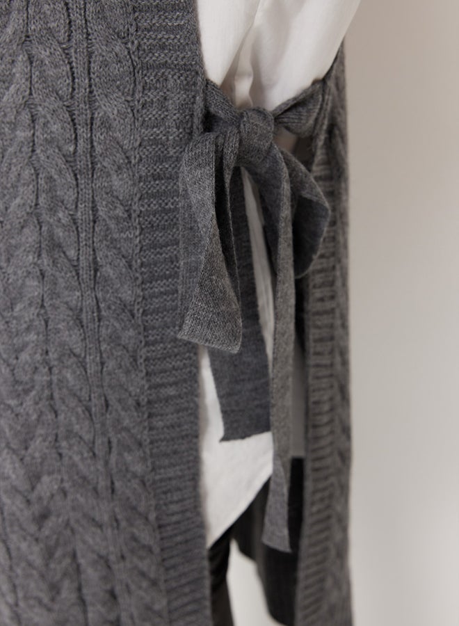 trendyol Anthracite Tie Waist Braided Knitwear Sweater TCTAW22UV0018 - Image 4