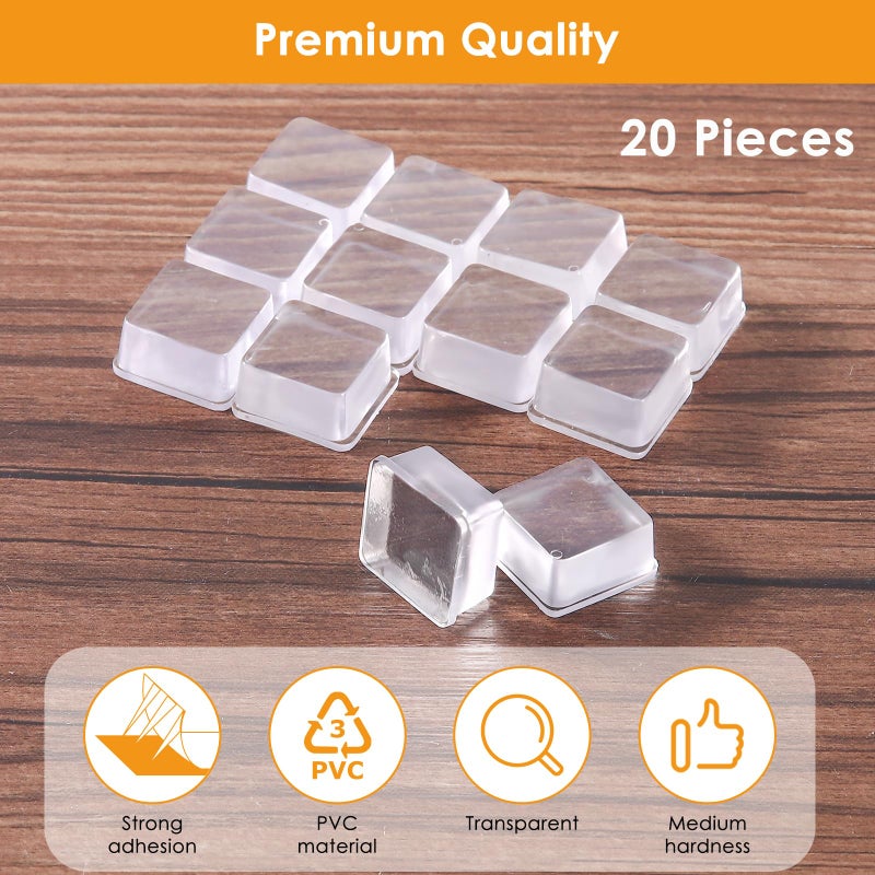 FURNIMATE Rubber Feet for Cutting Board, 20PCS Rubber Bumpers Self Adhesive, Clear Rubber Bumper Pads, Square Adhesive Bumper Pads for Speakers, Laptop, Appliances 0.78" x 0.38" - Image 5