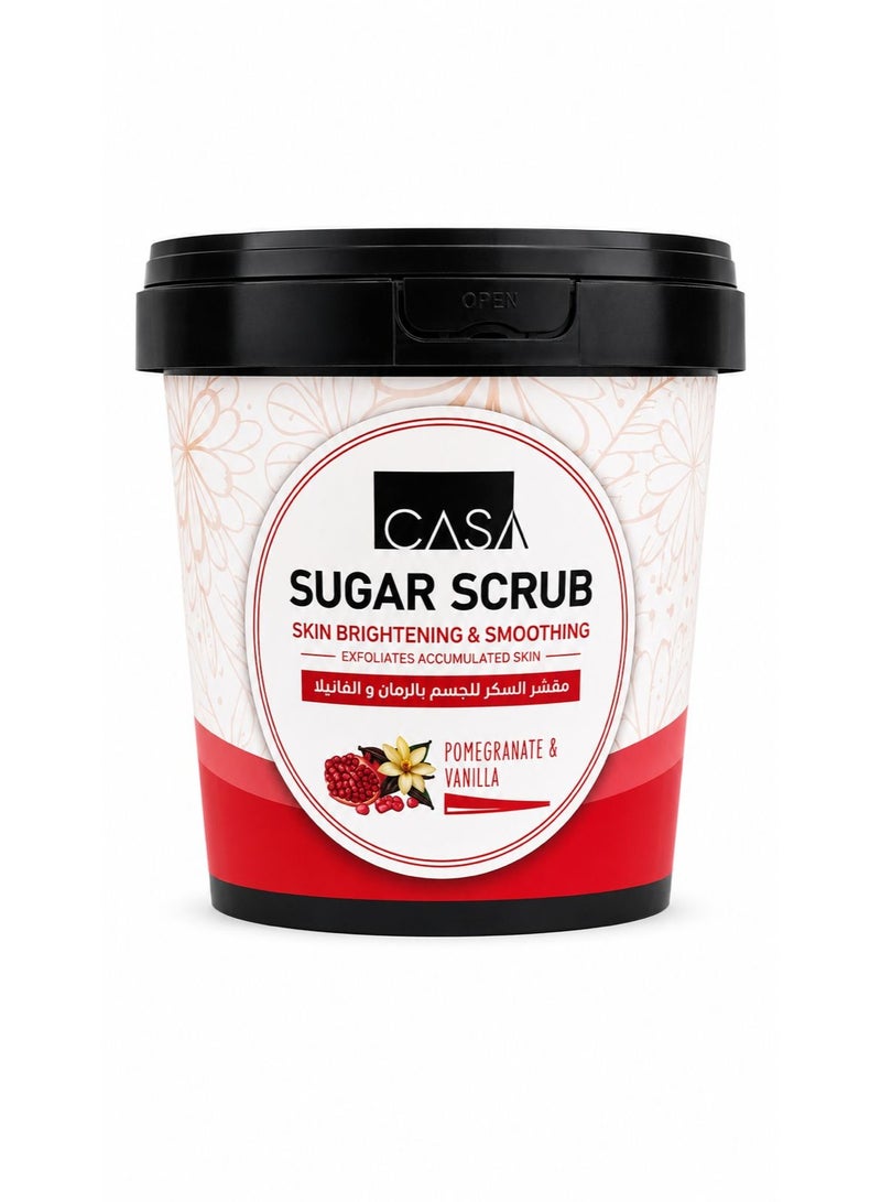CASA Sugar Body Scrub with Pomegranate & Vanilla for Skin Brightening & Smoothing