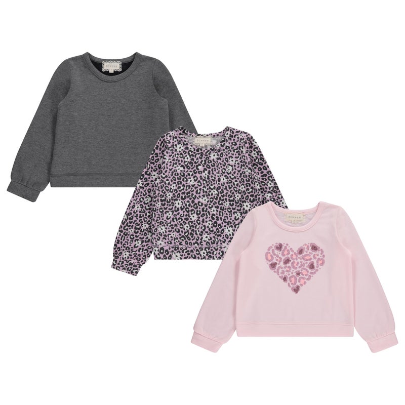 BTween Girls 3 Piece CrewithNeck Fleece Sweatshirt Set Long Sleeve Cotton Blend Pullover, Soft and Comfortable, Sizes 4-12 - Image 1