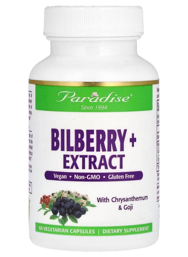Paradise Herbs Bilberry + Extract with Chrysanthemum & Goji 60 Vegetarian Capsules