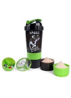 Protein Shaker Bottle Gym Shaker Cup For Protein Shakes 16oz Shake Botte With Shaker Ball And Storage Compartment Leak Proof BPA Free