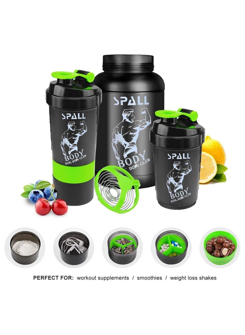 Spall - Protein Shaker Bottle Gym Shaker Cup For Protein Shakes 16oz Shake Botte With Shaker Ball And Storage Compartment Leak Proof BPA Free - Image 1
