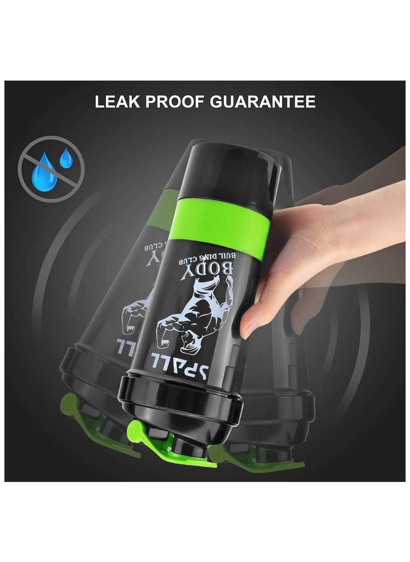 Spall - Protein Shaker Bottle Gym Shaker Cup For Protein Shakes 16oz Shake Botte With Shaker Ball And Storage Compartment Leak Proof BPA Free - Image 1