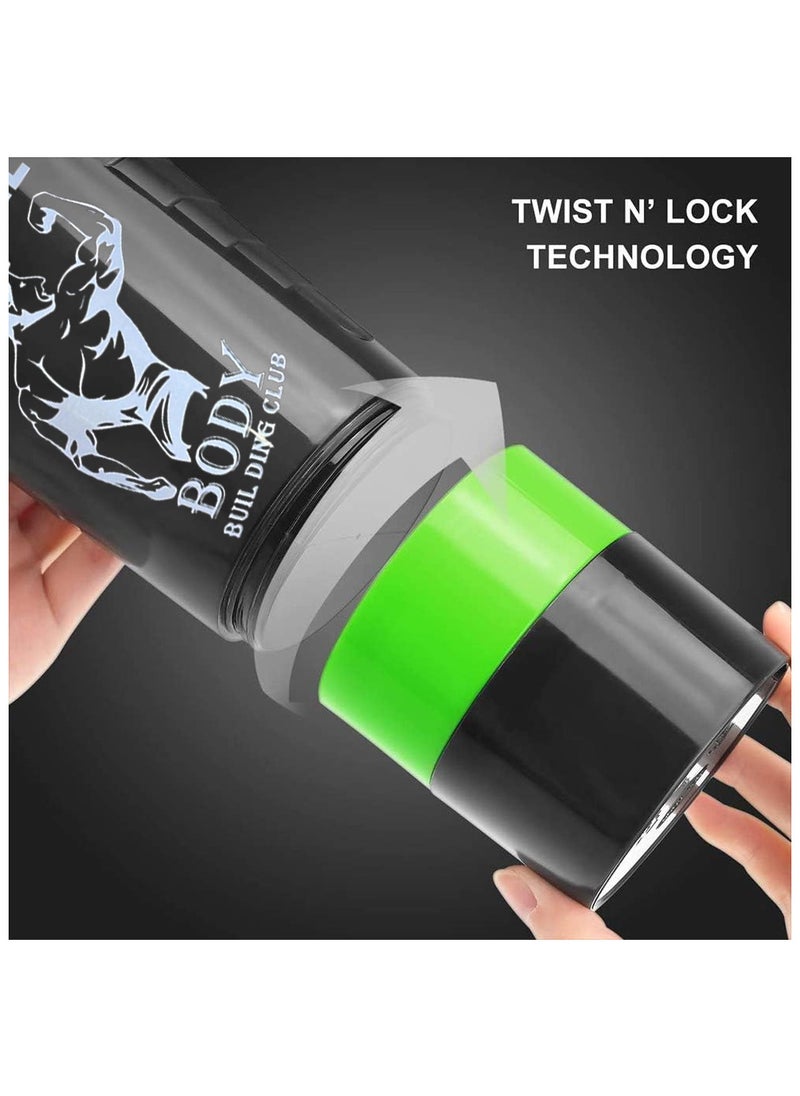 Spall - Protein Shaker Bottle Gym Shaker Cup For Protein Shakes 16oz Shake Botte With Shaker Ball And Storage Compartment Leak Proof BPA Free - Image 1