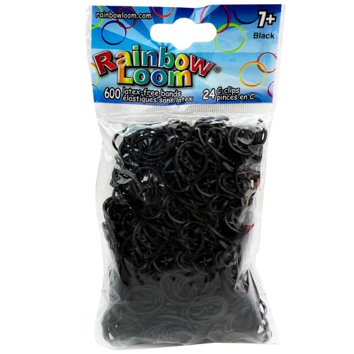 Rainbow Loom Black Rubber Bands with 24 CClips 600 Count - Image 1