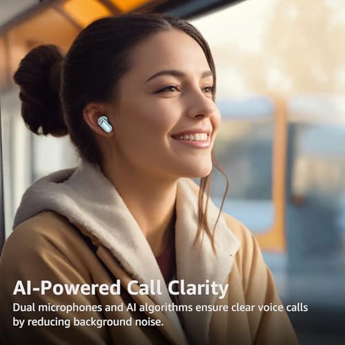 TOZO بودز كريستال من توزو، سماعات أذن لاسلكية مع خاصية إلغاء الضوضاء النشطة الهجينة، سائقين 10 مم، صوت ستيريو عميق، 4 ميكروفونات للمكالمات الذكية بتقنية ENC AI، 32 إعداد EQ عبر التطبيق، سماعات بلوتوث 5.4، تصميم علبة كريستالية. - Image 4