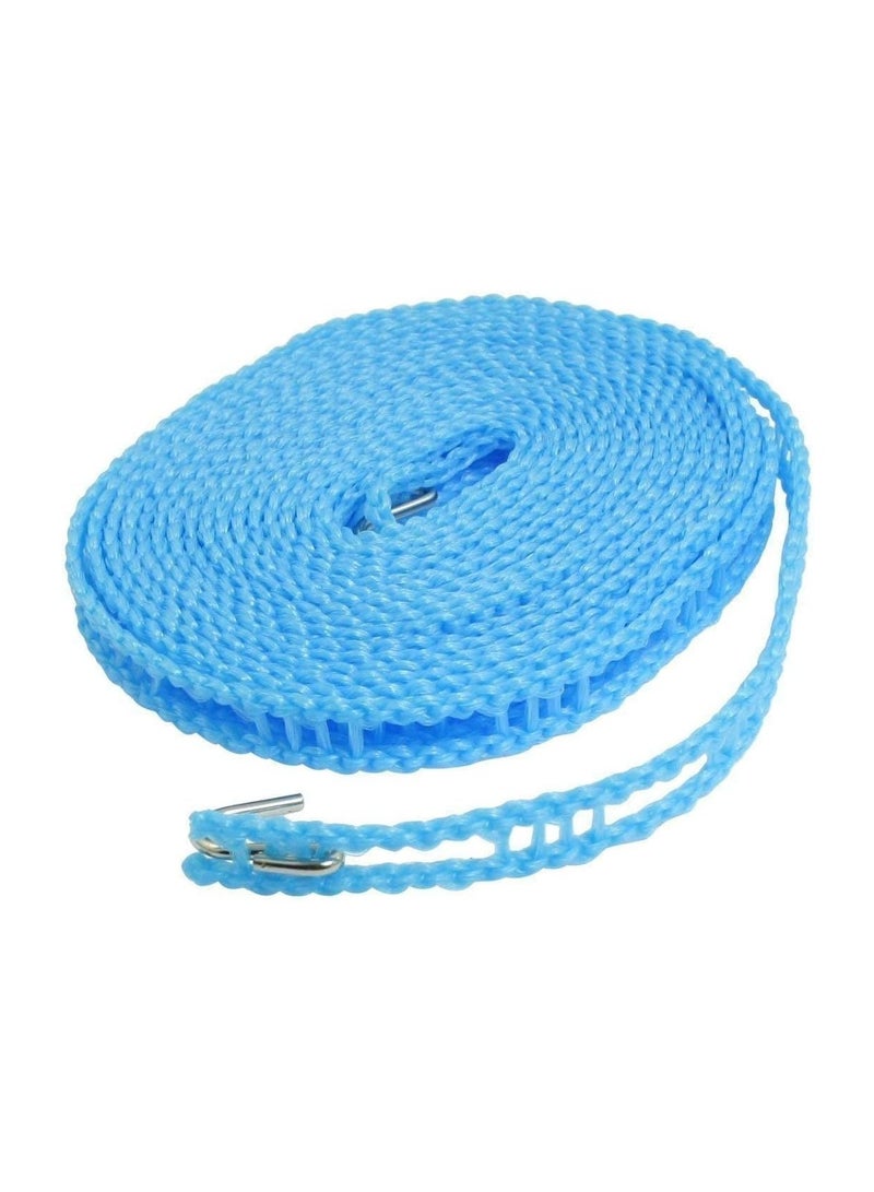 5 Meters Windproof Anti-Slip Clothes Washing Line Drying Nylon Rope with Hooks, Pack of 1, Blue Color - Image 1