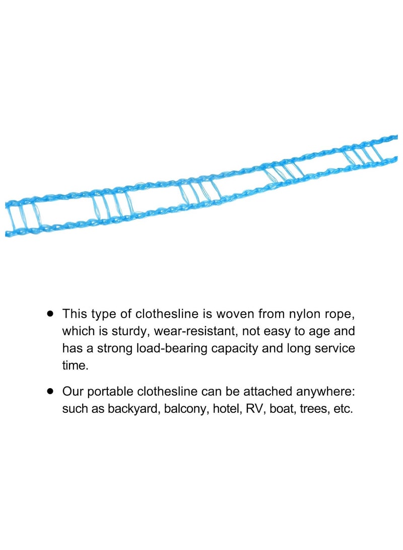5 Meters Windproof Anti-Slip Clothes Washing Line Drying Nylon Rope with Hooks, Pack of 1, Blue Color - Image 3
