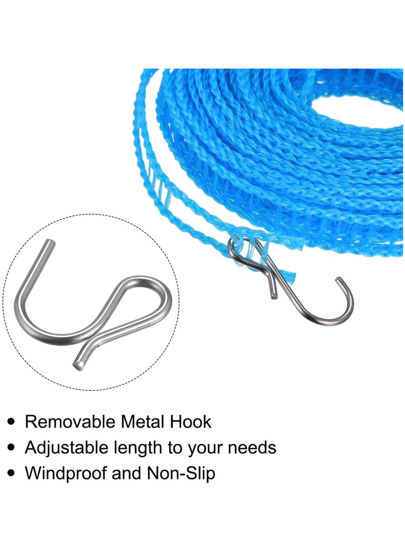 5 Meters Windproof Anti-Slip Clothes Washing Line Drying Nylon Rope with Hooks, Pack of 1, Blue Color - Image 4