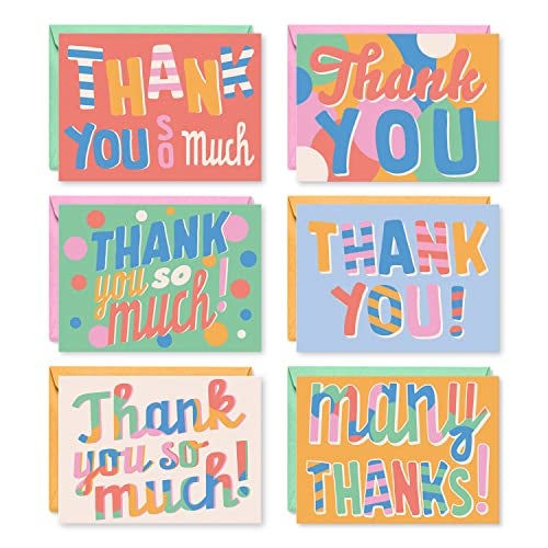 Sweetzer & Orange S&O Fun Thank You Cards with Envelopes - Blank decor sheets for Handwritten Messages, Appreciation Cards with Envelopes, Set of 24 Gratitude Notes for Teachers with Colorful Cover - Image 1
