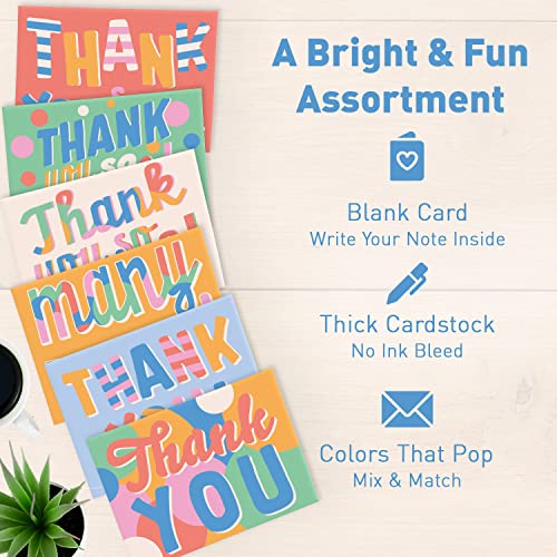 Sweetzer & Orange S&O Fun Thank You Cards with Envelopes - Blank decor sheets for Handwritten Messages, Appreciation Cards with Envelopes, Set of 24 Gratitude Notes for Teachers with Colorful Cover - Image 5