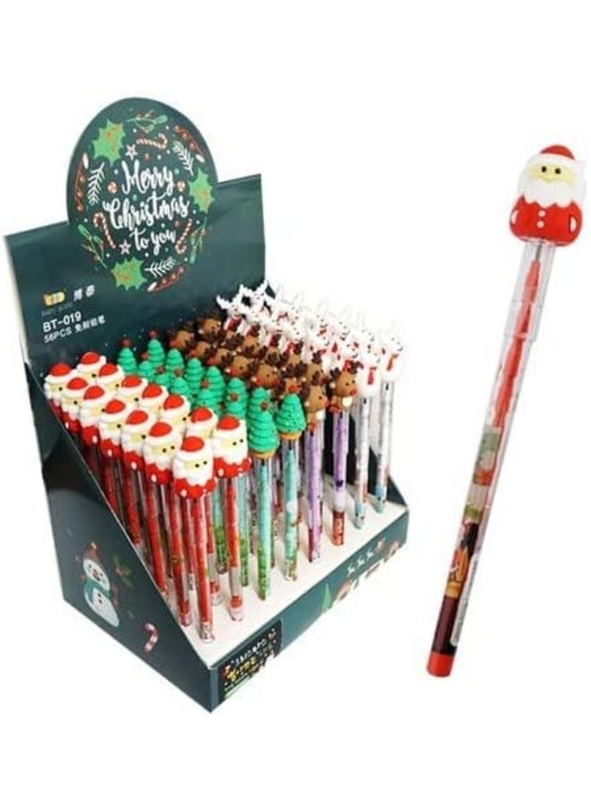 R Creatives 4Pcs Christmas Stacking Pencils Set - Multi-Point Lead Pencils with Santa, Snowman, & Reindeer Toppers - Kids Classroom Prizes - Image 2