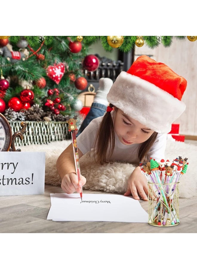 R Creatives 4Pcs Christmas Stacking Pencils Set - Multi-Point Lead Pencils with Santa, Snowman, & Reindeer Toppers - Kids Classroom Prizes - Image 5