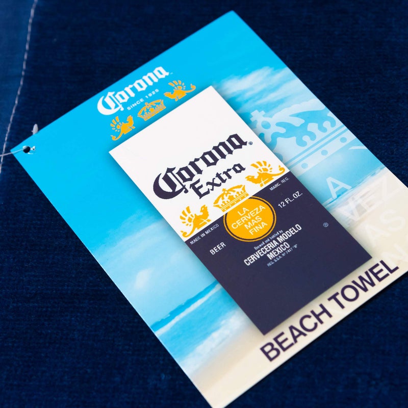 Beachland Corona Logo Beach Towel 30 x 60 inch 100% Cotton Beer Label Pool Towel, Travel, Camping, Lake (30" x 60", Blue) - Image 2