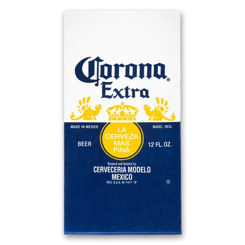 Beachland Corona Logo Beach Towel 30 x 60 inch 100% Cotton Beer Label Pool Towel, Travel, Camping, Lake (30" x 60", Blue) - Image 1