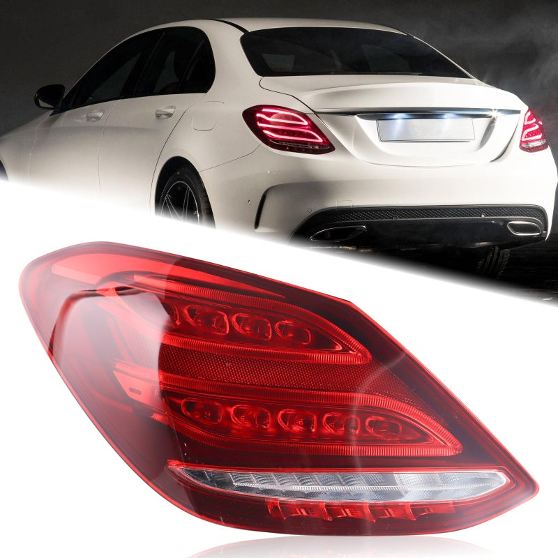 KAMDKI Left Driver Side LED Tail Light Fit for 2015 2016 2017 2018 Mercedes Benz C300 C400 C63 AMG W205 Brake Rear Lamp Assembly LH 2059062002 MB2800145