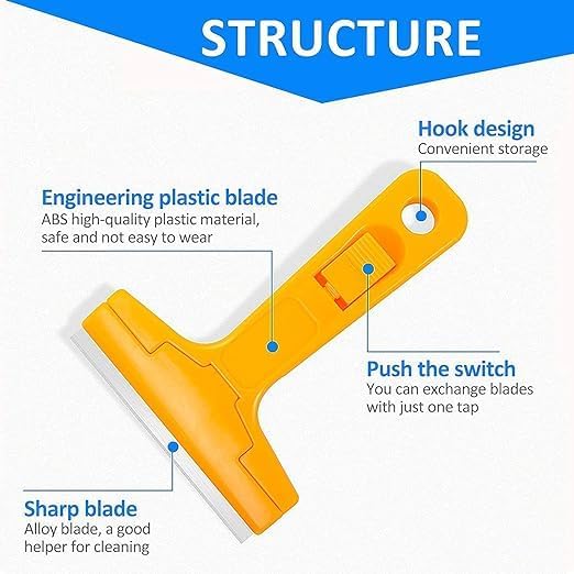 MVM Enterprise Household Tools Scrapper with Handle tool remove silicone paint stain Floor Double Headed Screwdriver Handle Scraper Art Knife Replacement Blade Wall Putty Beauty Grout Tool Marble Cosmetic Clean - Image 2