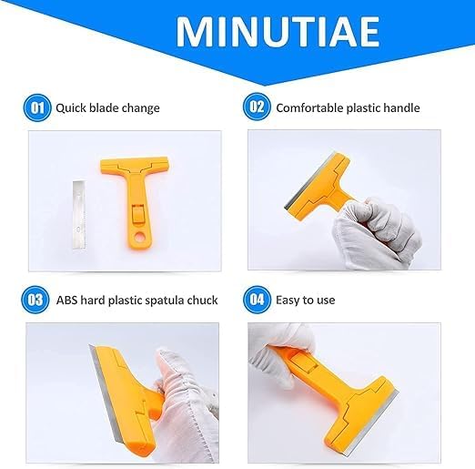 MVM Enterprise Household Tools Scrapper with Handle tool remove silicone paint stain Floor Double Headed Screwdriver Handle Scraper Art Knife Replacement Blade Wall Putty Beauty Grout Tool Marble Cosmetic Clean - Image 3