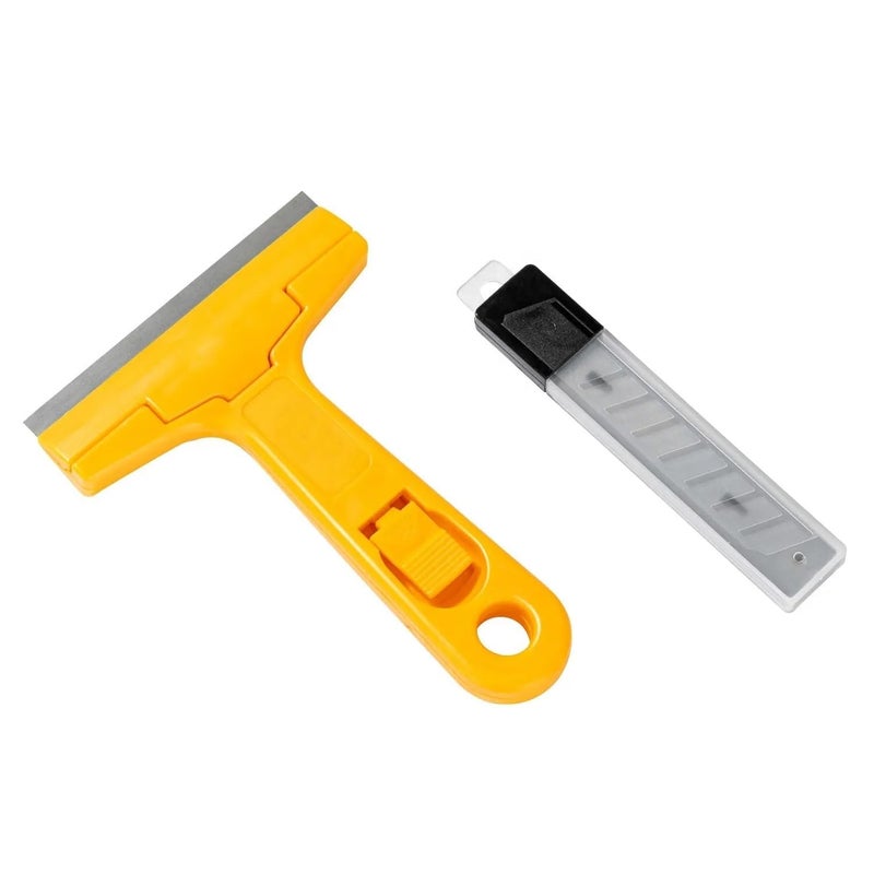 MVM Enterprise Household Tools Scrapper with Handle tool remove silicone paint stain Floor Double Headed Screwdriver Handle Scraper Art Knife Replacement Blade Wall Putty Beauty Grout Tool Marble Cosmetic Clean - Image 1