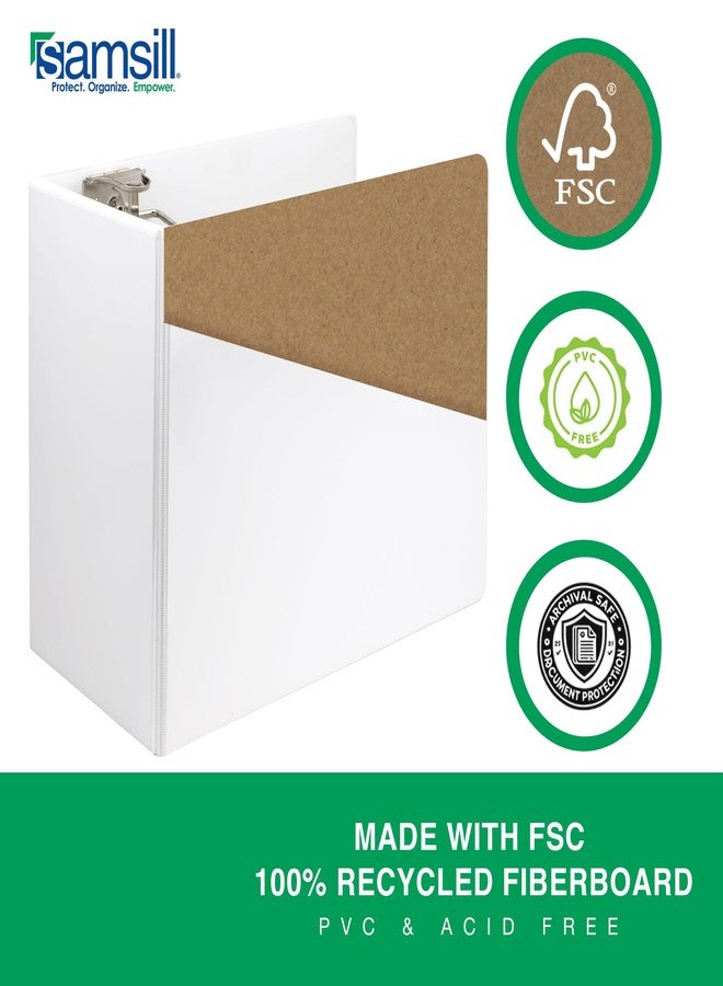 Samsill Durable 6 Inch Binder, Made in The USA, Locking D Ring Binder, Customizable Clear View Cover, Pearl White, Holds 1225 Pages - Image 3