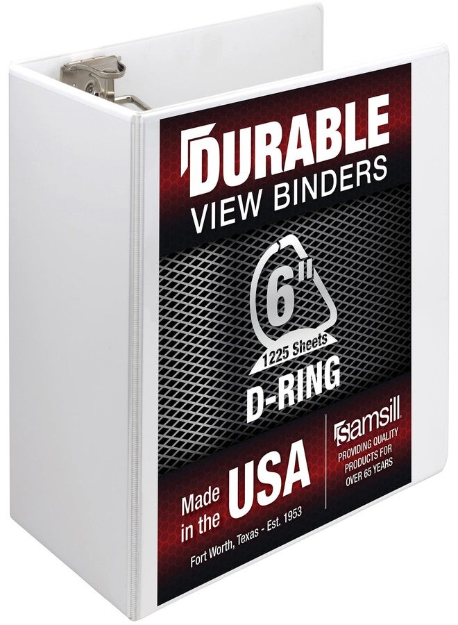 Samsill Durable 6 Inch Binder, Made in The USA, Locking D Ring Binder, Customizable Clear View Cover, Pearl White, Holds 1225 Pages - Image 1