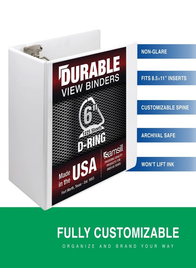 Samsill Durable 6 Inch Binder, Made in The USA, Locking D Ring Binder, Customizable Clear View Cover, Pearl White, Holds 1225 Pages - Image 2