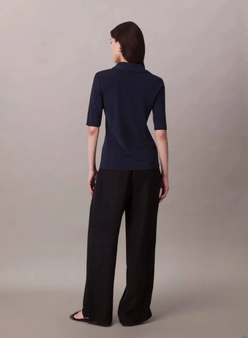 Calvin Klein Dark Sapphire Crepe Jersey Polo for Women | Best Price UAE
