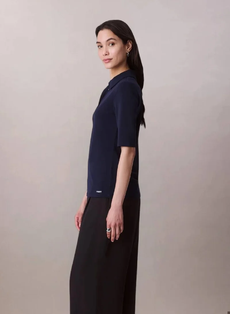 Calvin Klein Dark Sapphire Crepe Jersey Polo for Women | Best Price UAE